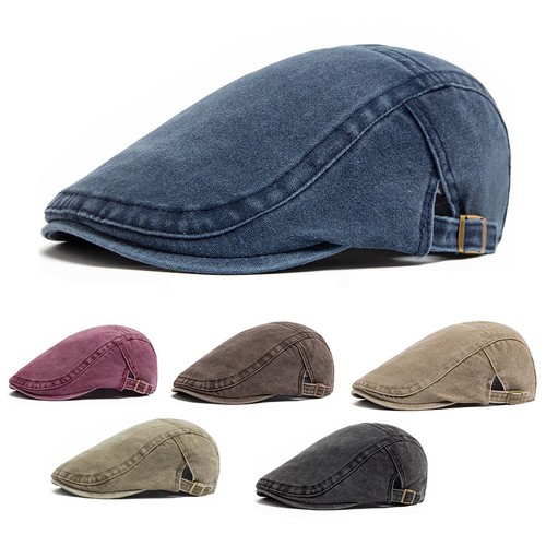 Men flat cap washed newsboy - cap,
