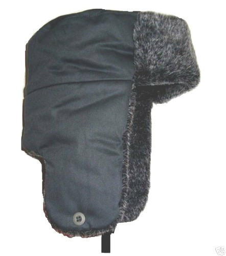 Mens grey faux fur trapper - fur,